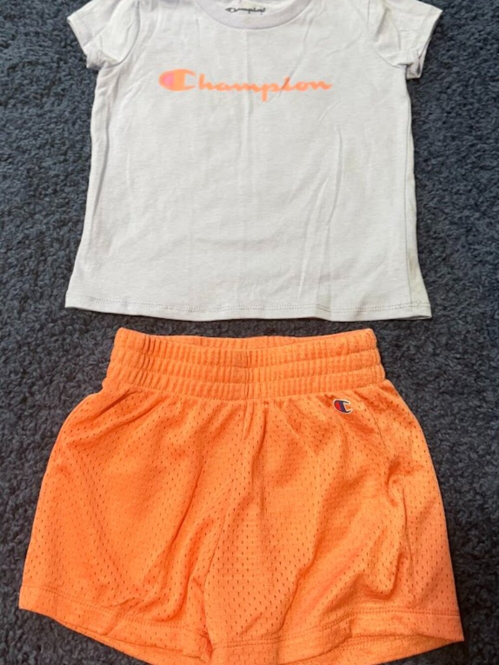 Champion Girls 2-Piece Outfit – 3T – Lavender Tee & Coral Mesh Shorts – New